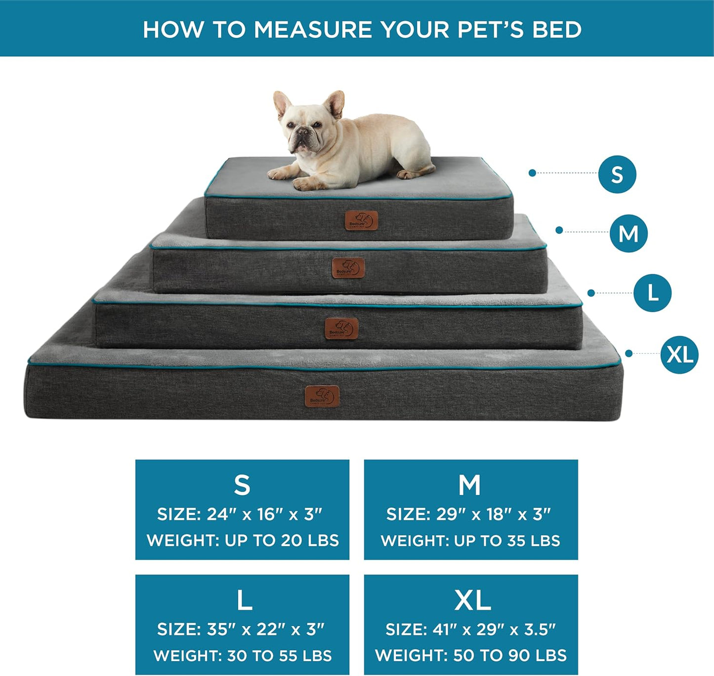 Orthopedic Dog Bed - Memory Foam Waterproof - Joint Relief, Removable Washable Cover, Plush Flannel Fleece Top, Nonskid Bottom