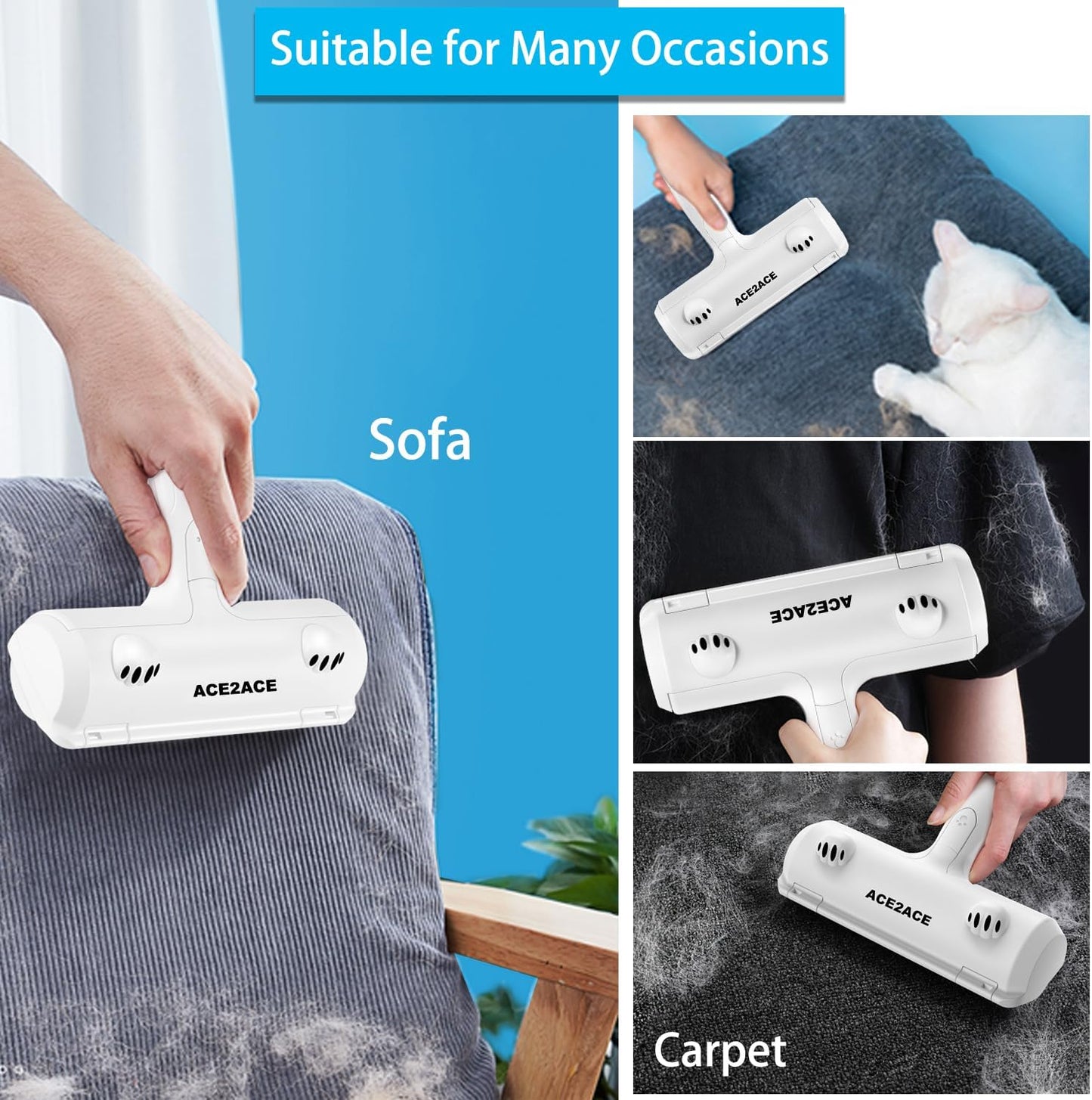 Pet Hair Remover Roller - Dogs and Cats - Self-Cleaning Brush, Efficient Fur Removal, Reusable