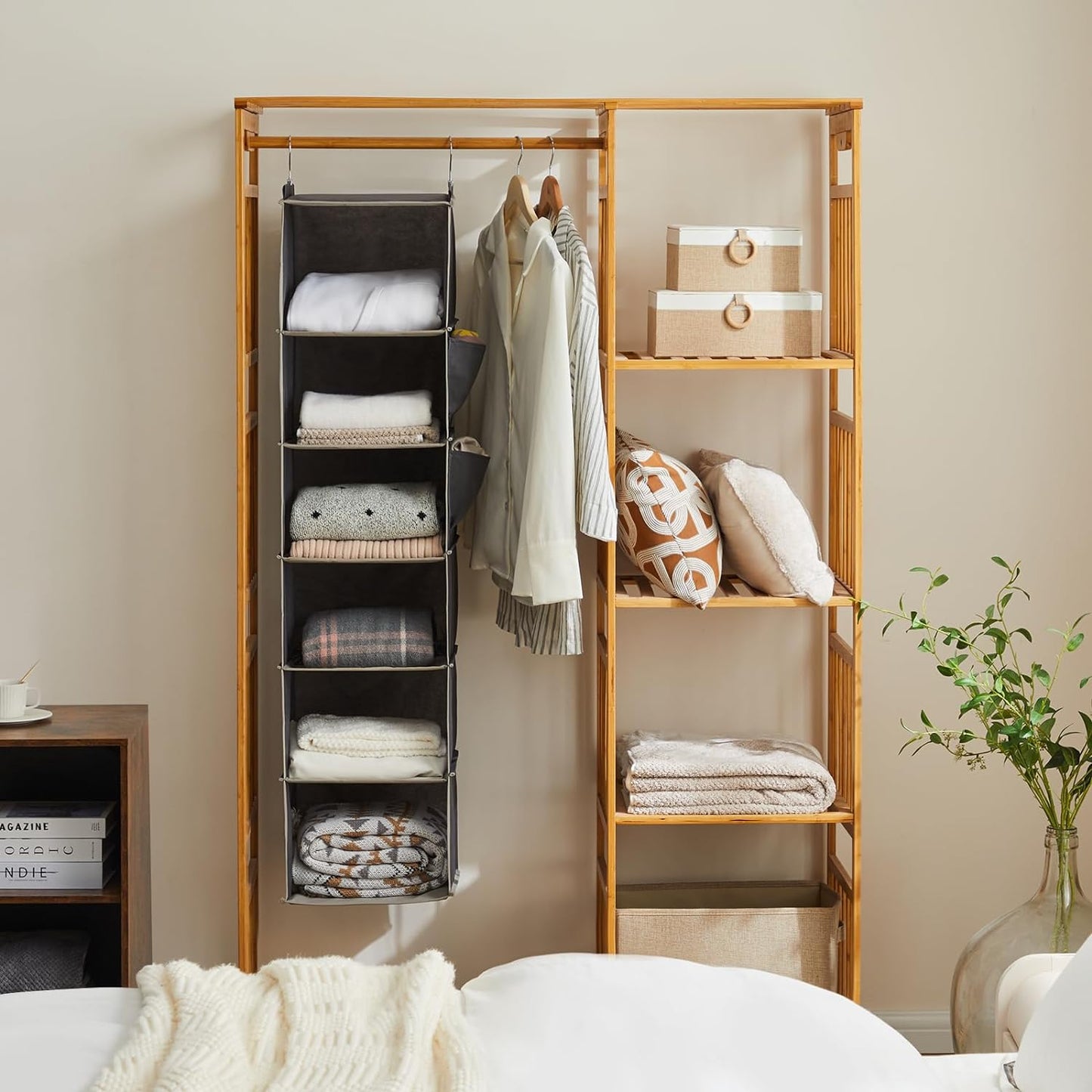 6-Shelf Grey Hanging Closet Organizer and Storage System