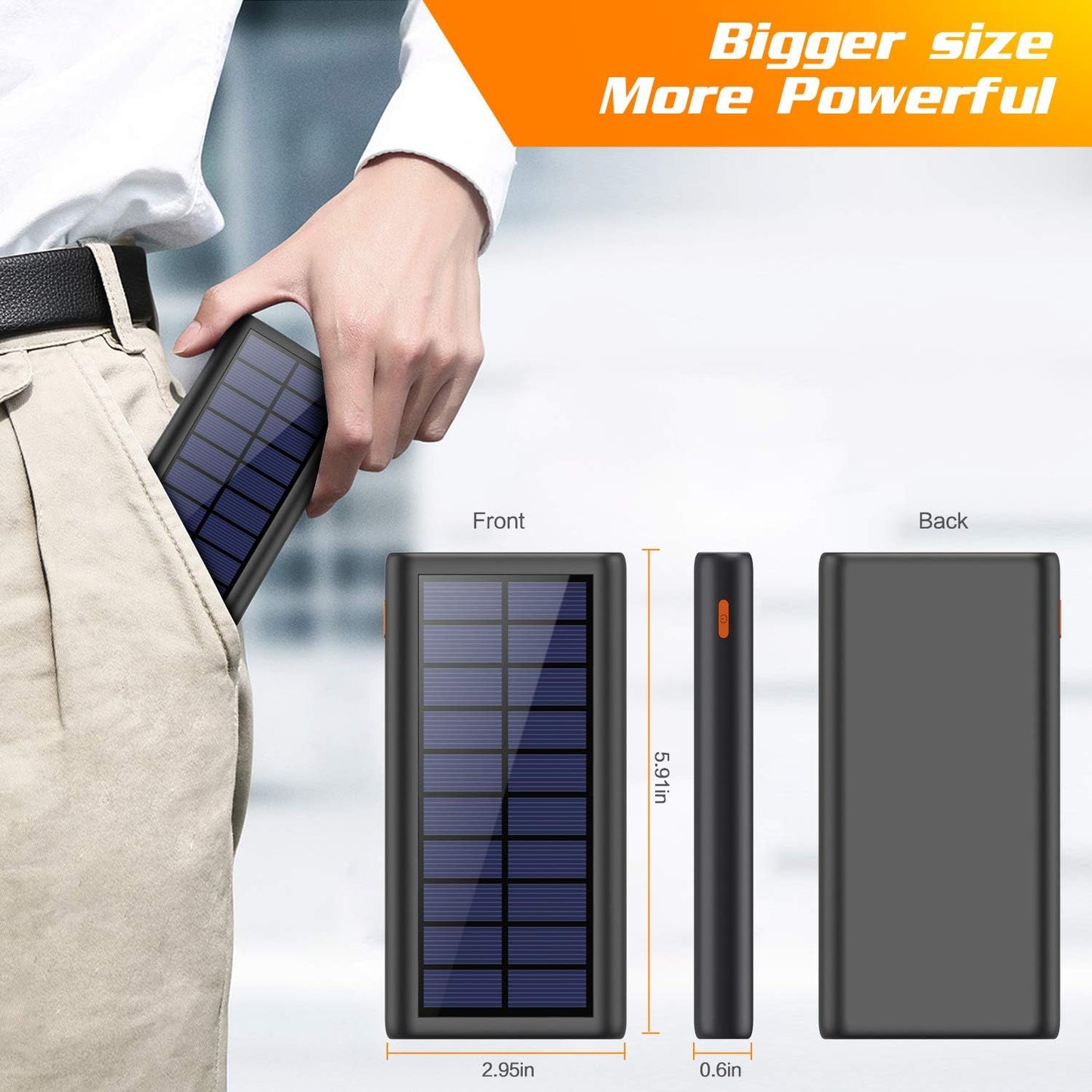 26800mAh Solar Power Bank with Dual USB Outputs and LED Indicators - Portable Solar Charger for Smartphones, Tablets, and Android Devices Ideal for Camping and Outdoor Use