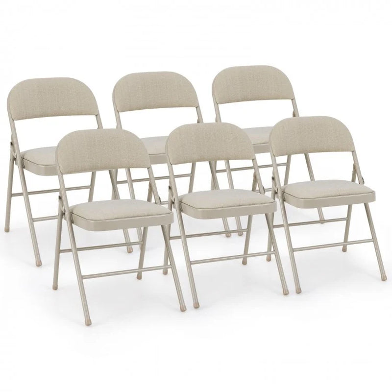 Set of 6 Foldable Chairs with Padded Seats and Fabric-Covered Backrests