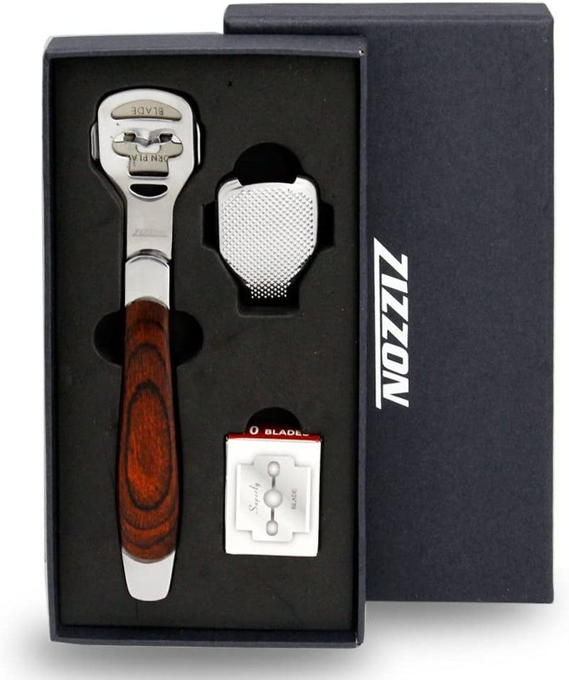 Professional Foot Care Pedicure Callus Shaver with Wooden Handle and 10 Replacement Blades