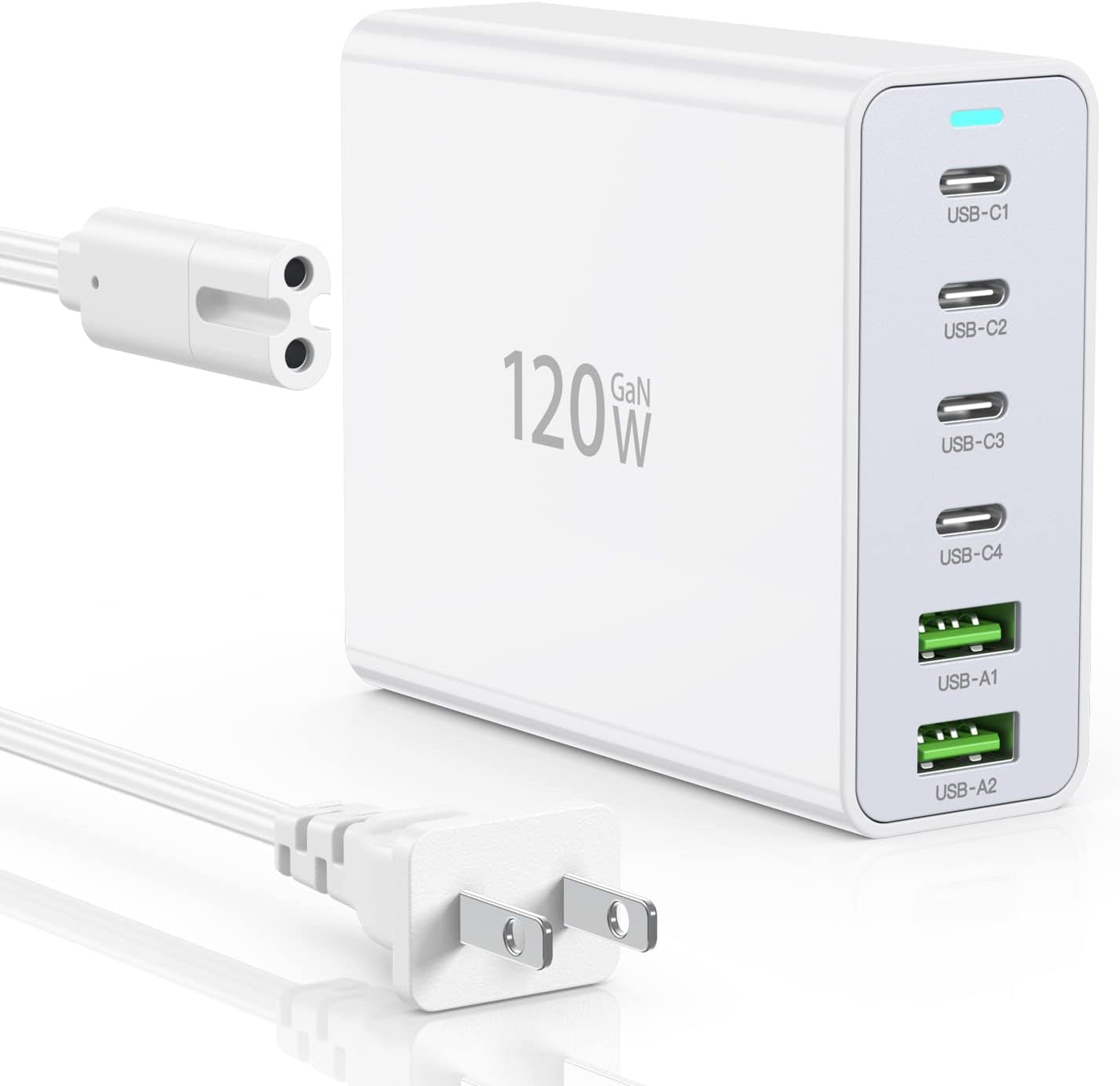 120W USB C Fast Charging Station with 6 Ports, Multiport USB Wall Charger Hub Compatible with iPhone 14/13/12/15, Samsung Galaxy S23/S22/Note, iPad Pro, and Tablets