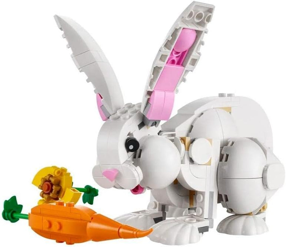 3-in-1 White Rabbit Animal Toy Building Set - Educational Toy Ages 8+, Transforms into Bunny, Seal, Parrot Figures, Creative Play