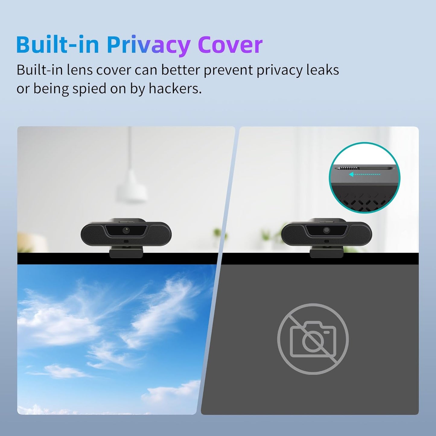 4K UHD PTZ Webcam with Integrated Speaker - Four Microphones, Remote Control, Digital Zoom, Autofocus, Privacy Cover, Tripod