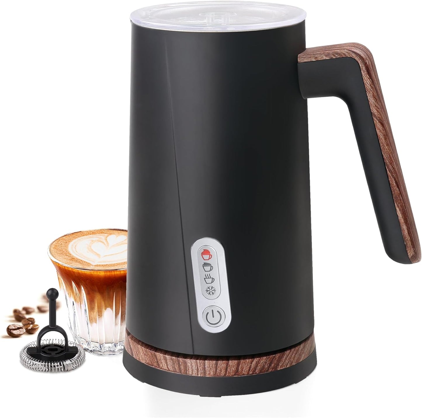 4-in-1 Electric Milk Frother and Steamer - Versatile Warm and Cold Foam Maker for Lattes, Cappuccinos, and Coffee (White)