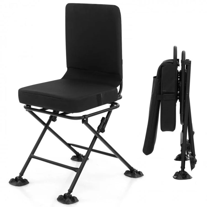 Swivel Folding Chair with Ergonomic Backrest and Padded Cushioning