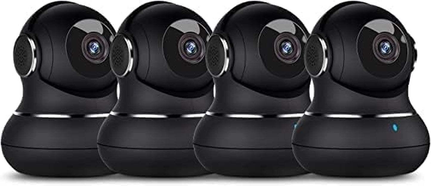 (Set of 2) 2K Indoor Security Camera System - 360° Pet Monitoring with Mobile App, Motion Detection, IR Night Vision, Two-Way Audio, Wireless Baby/Nanny Monitor, Compatible with Alexa