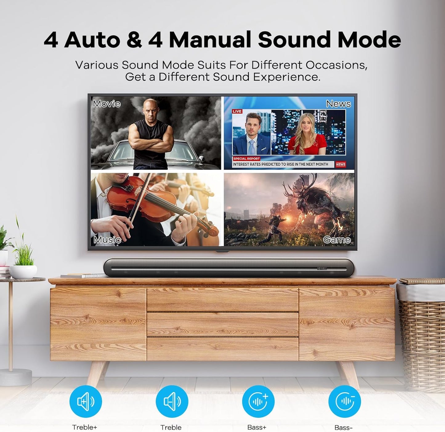 150W Bluetooth Sound Bar with Built-In Subwoofer, 36-Inch TV Speaker, Distortion-Free Clear Sound, DSP Technology, 3D Surround Sound, HDMI ARC, Optical, Coaxial, AUX Connectivity