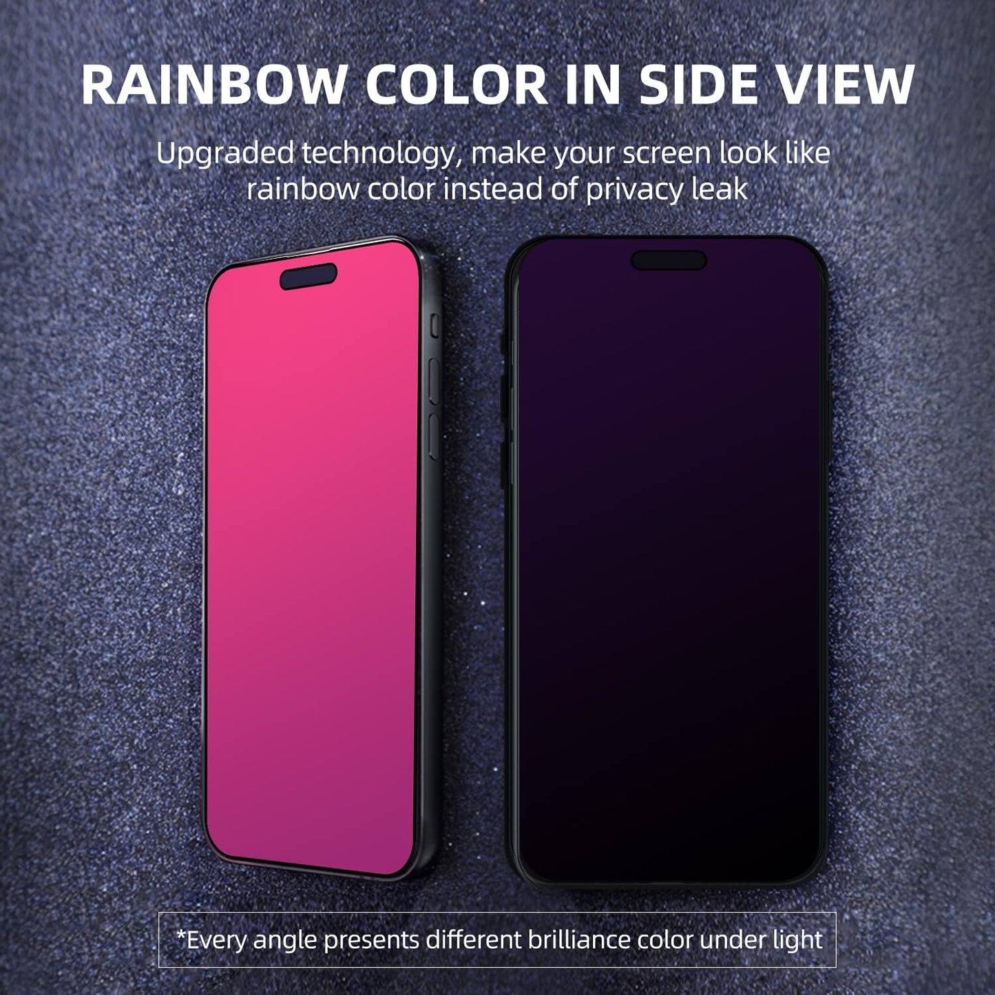 Privacy Screen Protector Compatible with Iphone 15 Pro, 6.1 Inch Gradient Colorful Electroplated Anti-Spy Anti-Blue Light Tempered Glass