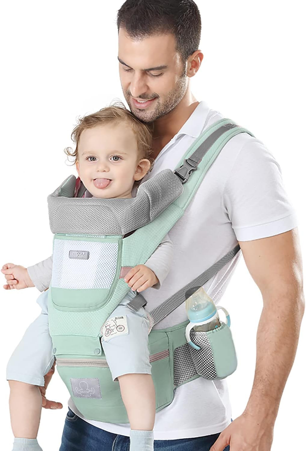 Ergonomic Baby Carrier with Hip Seat - Versatile Kangaroo Bag for Infants to Toddlers (7-66 lbs) - Front and Back Carrying Option