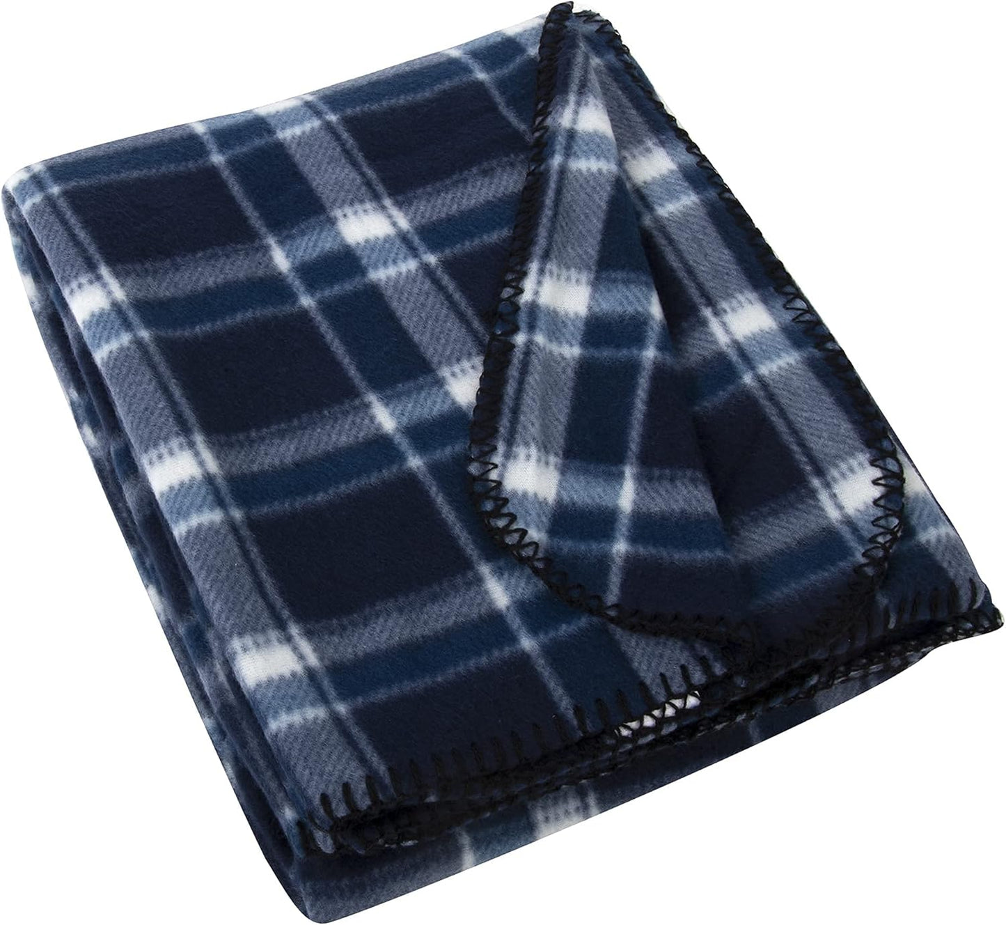50X60 Throw Blankets, Plaid Fleece Throw Blankets for Bedroom, Couch, Livingroom, Chair, Pets, Outdoors (Blue)