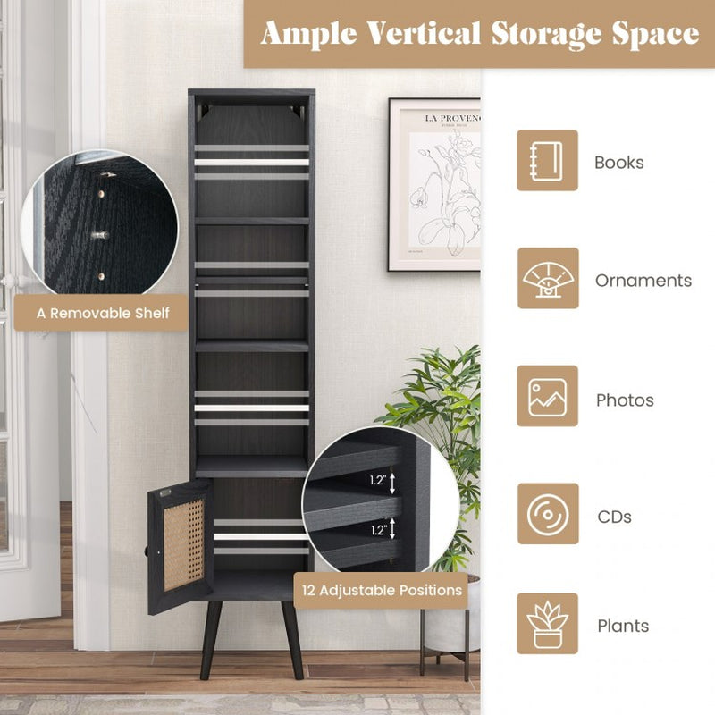 Four-Tier Slim Design Rattan Storage Cabinet