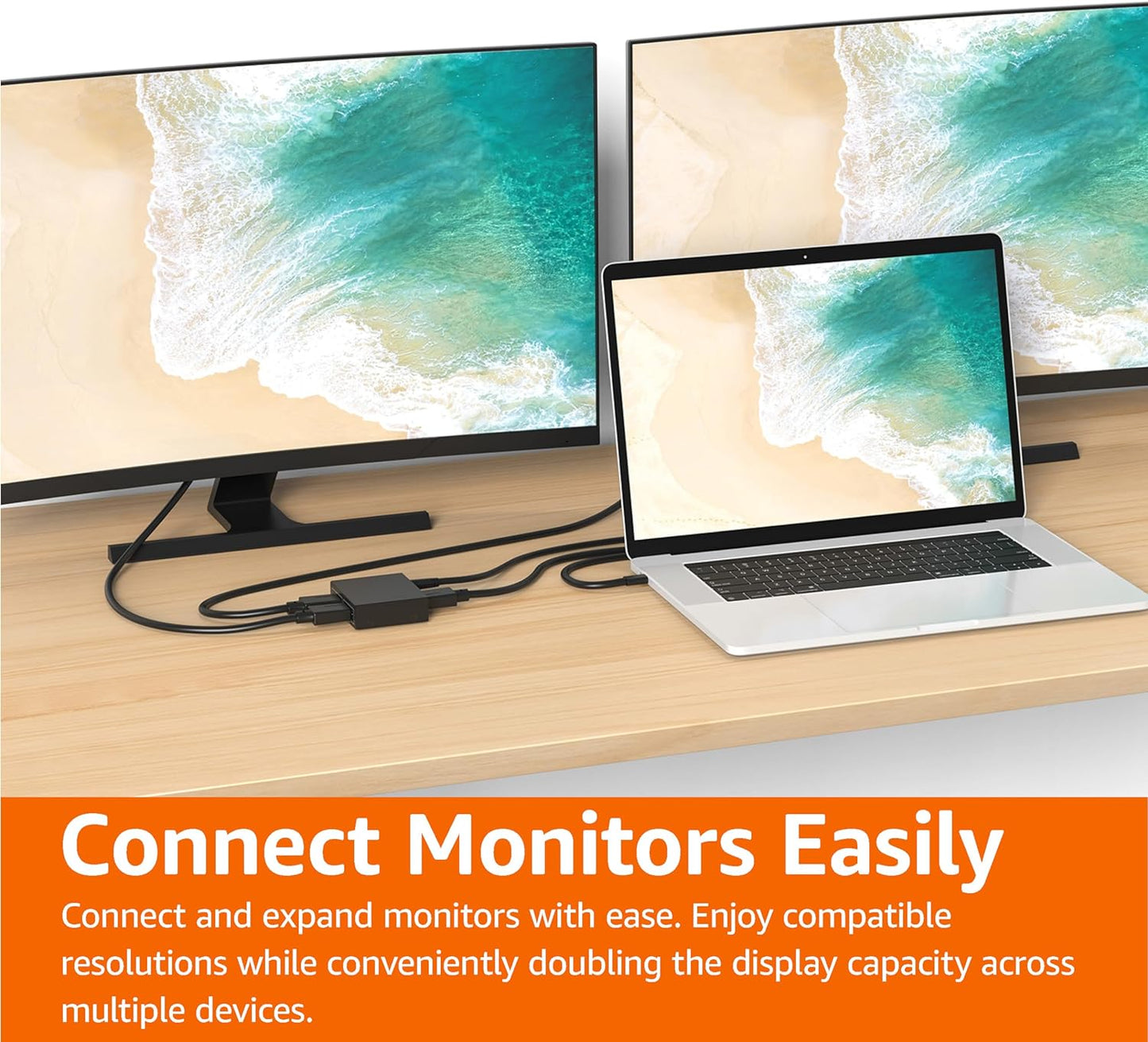 HDMI Splitter 1x2, 4K@30Hz Dual Monitor Support, Mirroring Function, Black