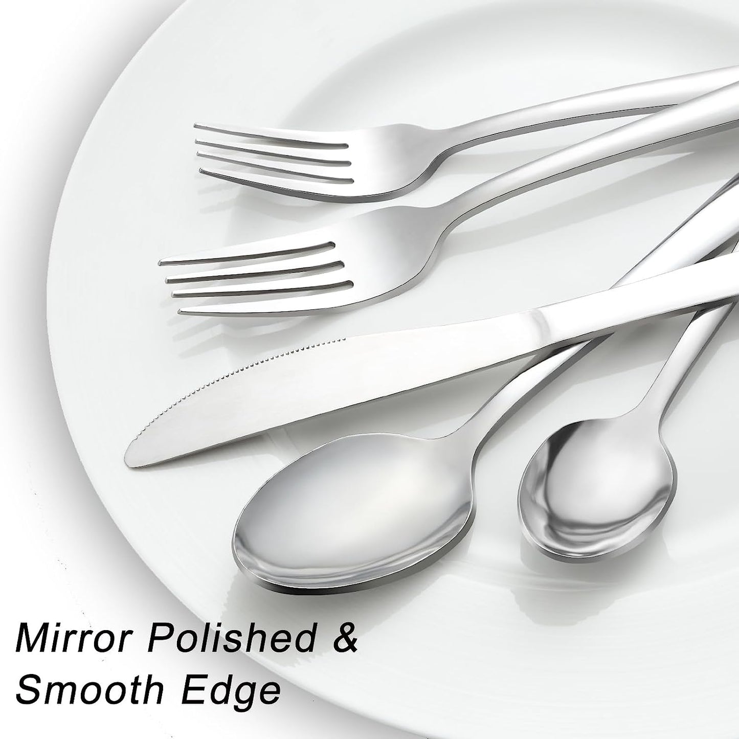 72-Piece Stainless Steel Cutlery Set for 12 with Steak Knives, Dishwasher Safe Flatware for Home and Restaurant Use