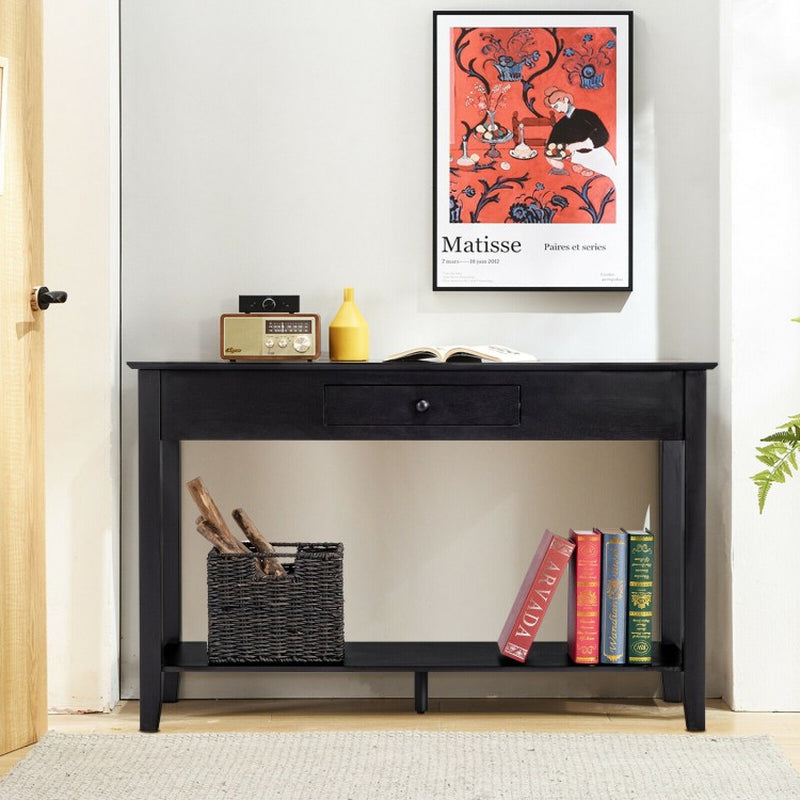 Console Sofa Side Accent Table with Drawer and Shelf Storage
