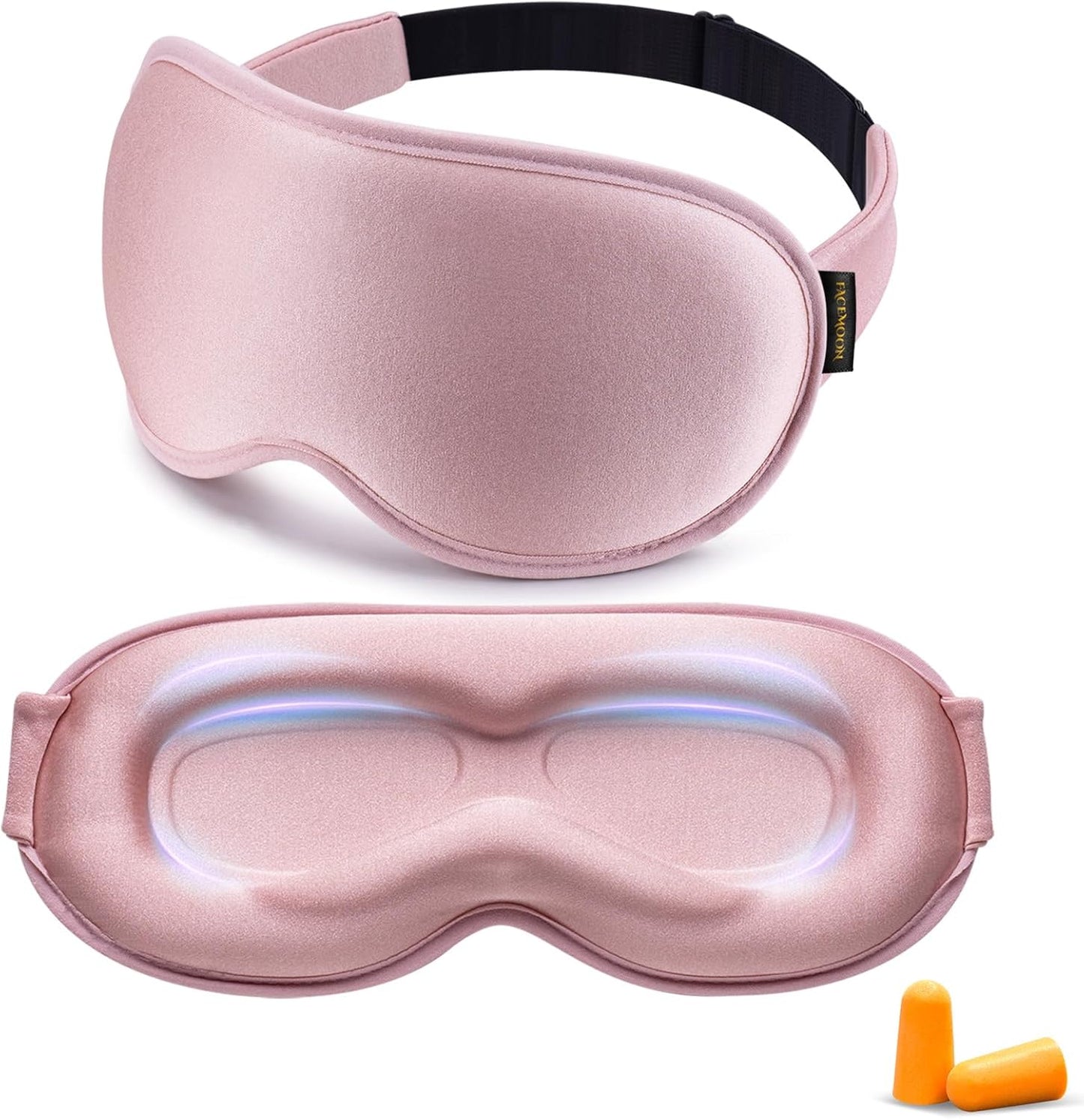 3D Contoured Weighted Sleep Mask for Men and Women - Light Blocking Soft Memory Foam for Travel and Night Shift Comfort (Pink)