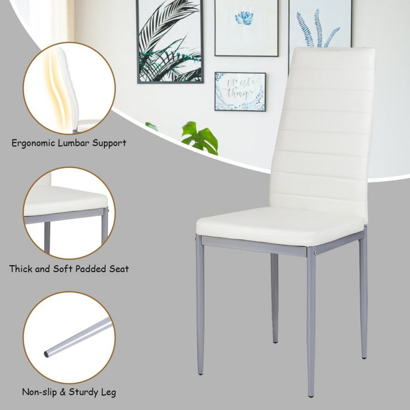 Set of 4 Elegant PVC Leather Dining Chairs with Sturdy Metal Legs