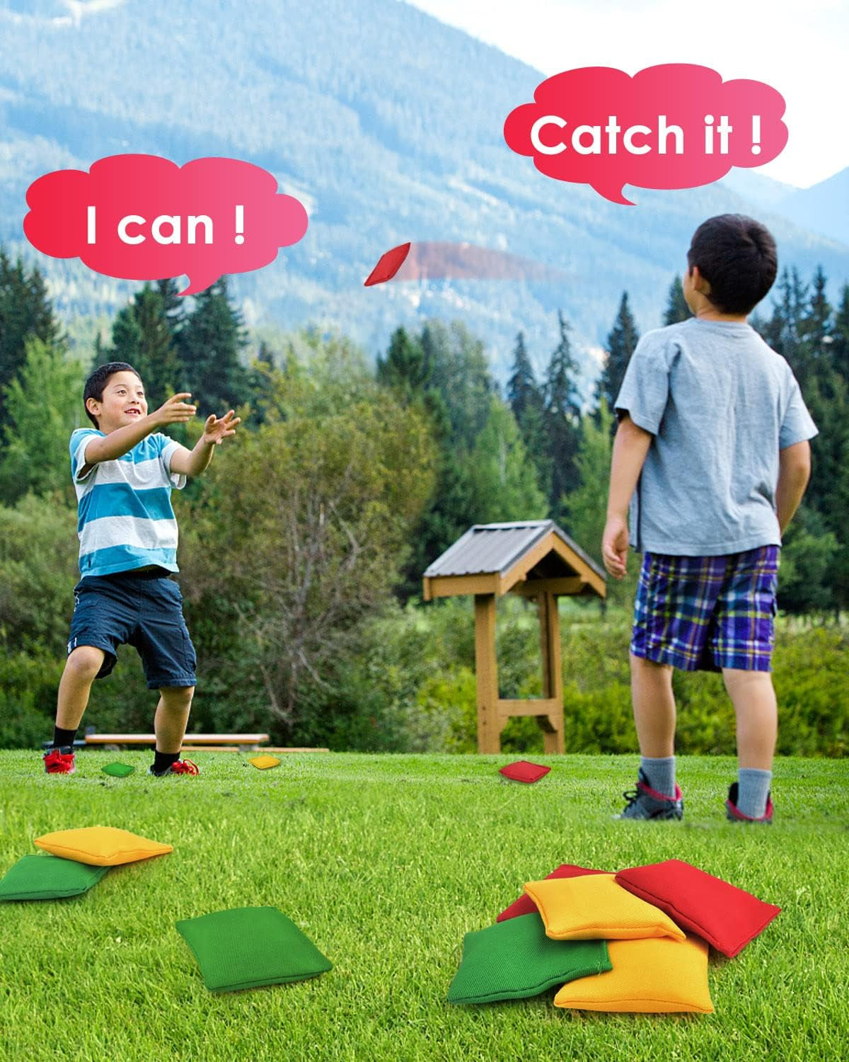 Colorful Mini Bean Bags for Tossing - 12 Pack Canvas Bean Bags for Outdoor Games, Carnival Activities, and Halloween Fun