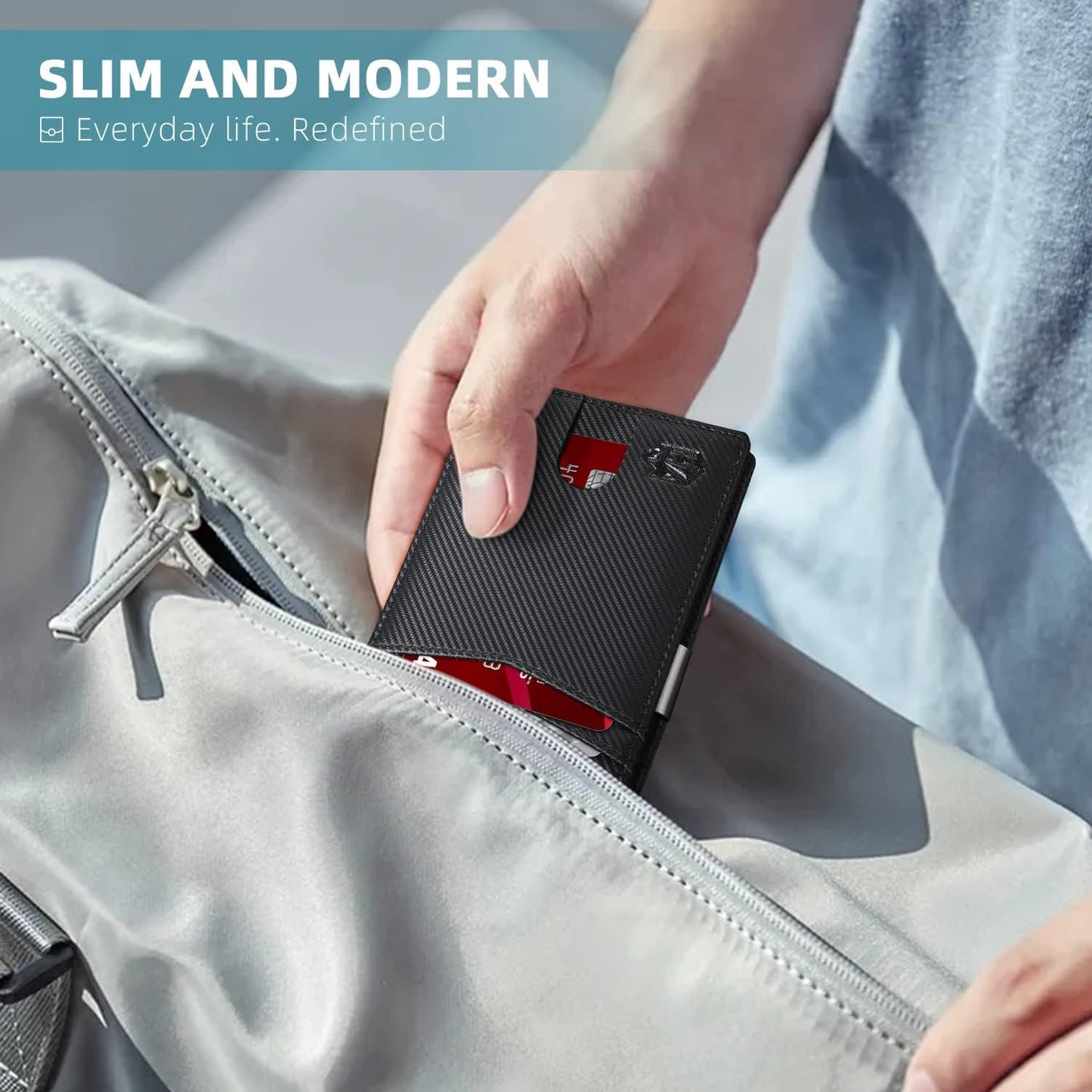 Men's Slim RFID Bifold Leather Wallet with Money Clip, ID Window, 12 Card Slots, and Gift Box