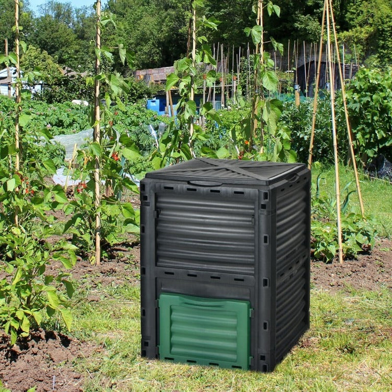 80-Gallon Outdoor Compost Bin with Large Access Lid and Bottom Access Door
