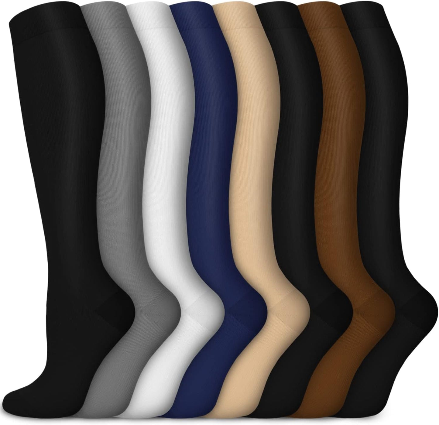 7 Pairs Graduated Copper Compression Socks Women & Men Circulation 20-30 Mmhg-Best for Running,Nurse,Travel,Cycling