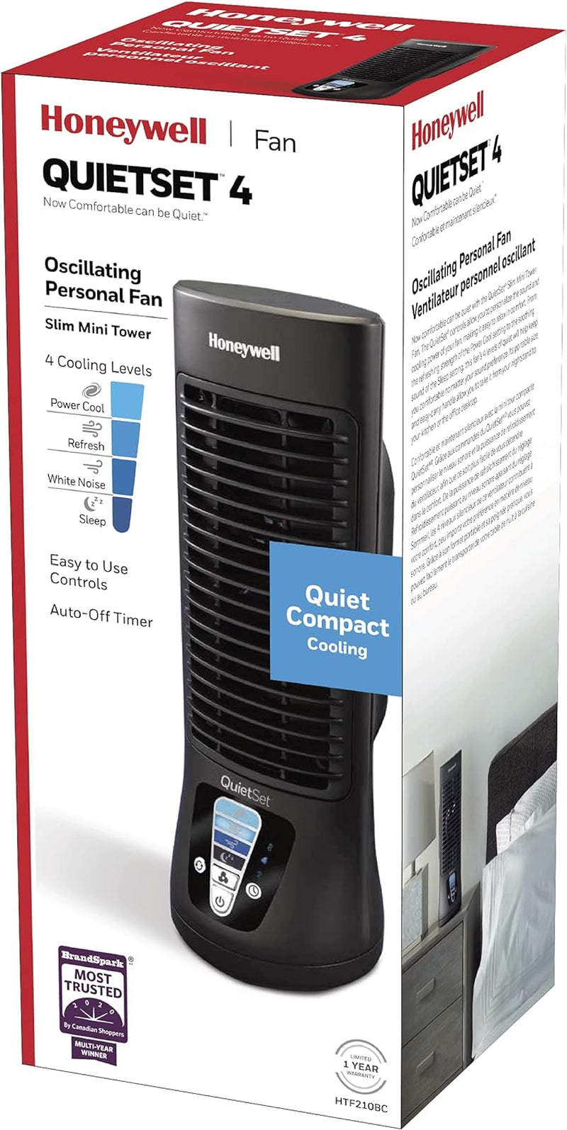 13" Oscillating Personal Desk Fan - Compact Mini Tower Design, Portable with User-Friendly Controls and 4 Speed Settings, Black