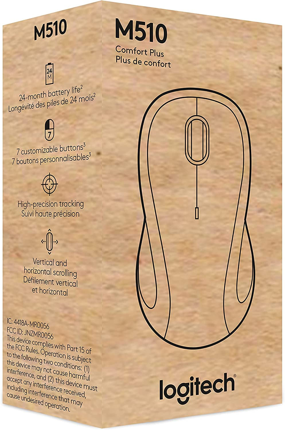 Wireless Computer Mouse with USB Unifying Receiver - Graphite Finish