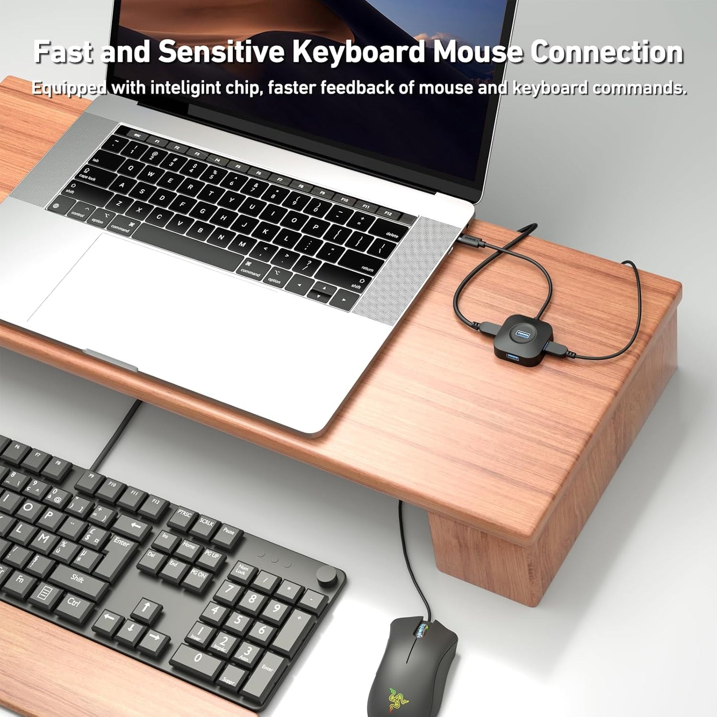 USB C Hub - 4-Port USB 3.0 Splitter - 5Gbps Data Transfer for Type C Devices, Flash Drives, and Mobile HDDs
