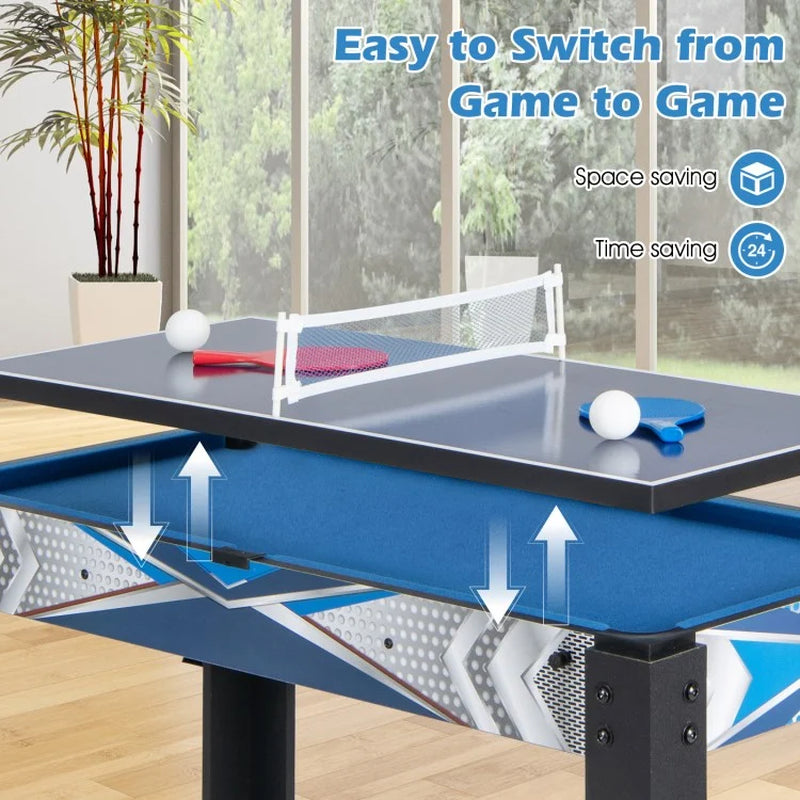6-in-1 Multi-Game Table: Basketball, Billiards, Ping Pong, Hockey, and Shuffleboard