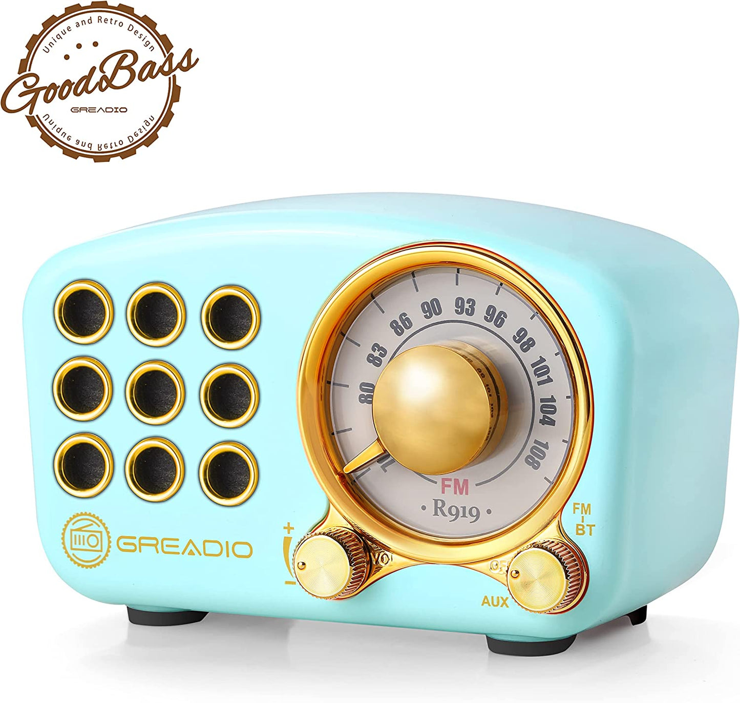 Vintage-Inspired Bluetooth Speaker with FM Radio, Enhanced Bass, High Volume, Bluetooth 5.0 Connectivity, TF Card and MP3 Player