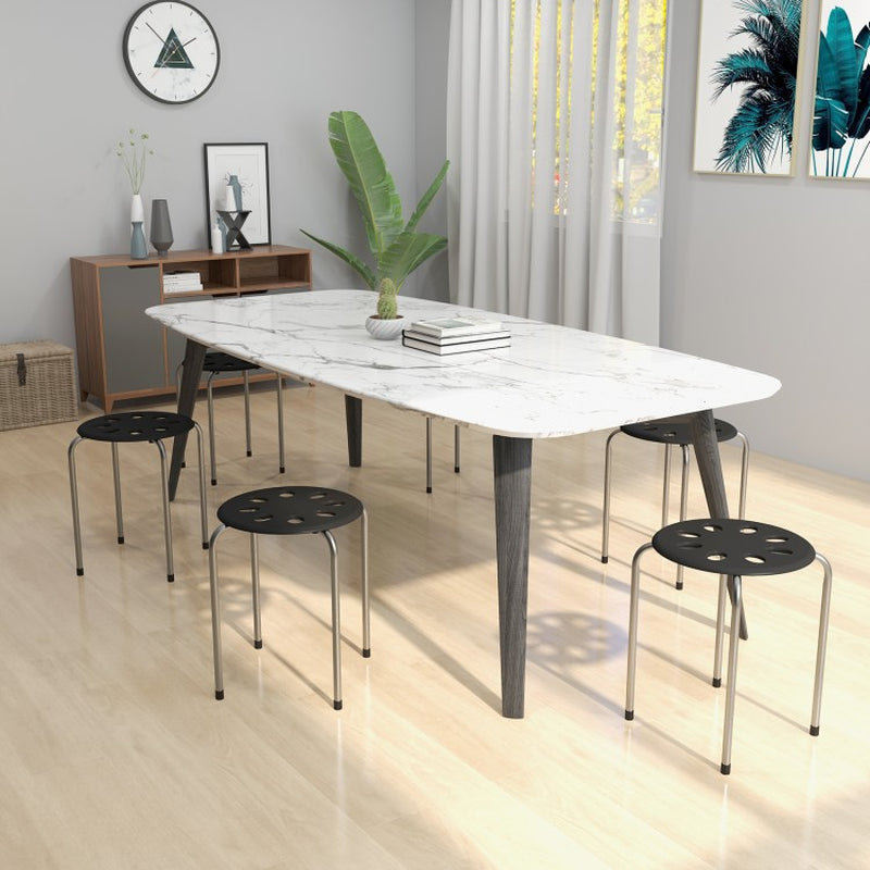 17.5-Inch Set of 6 Portable Plastic Stackable Stools with Metal Frame