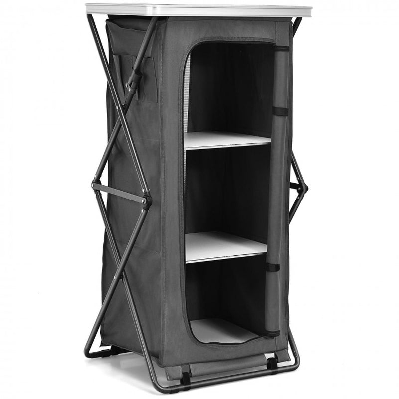 Compact Folding Pop-Up Storage Cabinet for Camping with Carry Bag