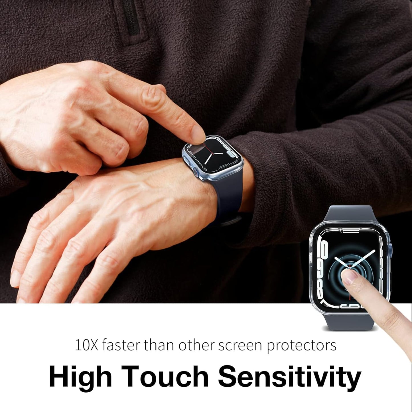 2 Pack Hard PC Case - Tempered Glass Screen Protector Compatible - Apple Watch Series 9/8/7 45Mm, Touch Sensitive, HD Ultra-Thin, Full Protective Cover for Iwatch 9/8/7 45Mm, Clear