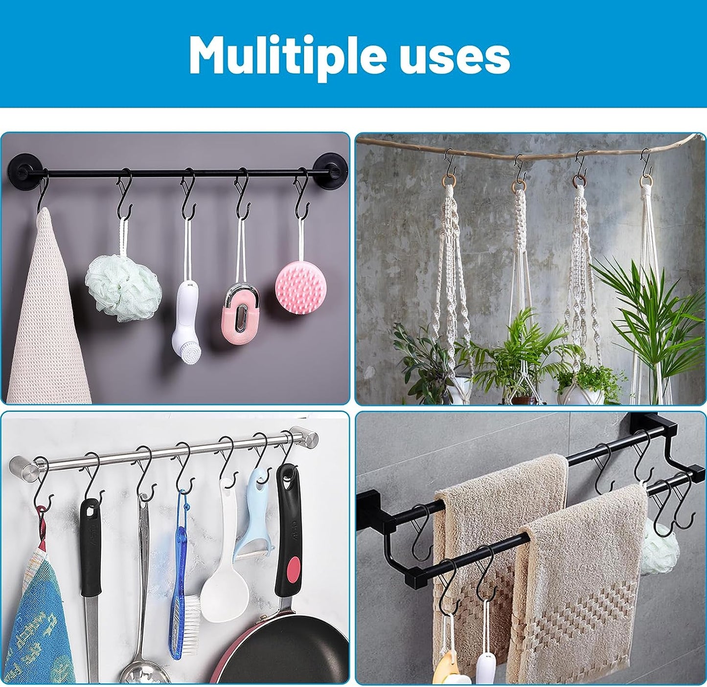 17-Piece Heavy-Duty S Hooks Set, S-Shaped Hanging Hooks, Featuring Safety Buckle Design, 3.5 Inches