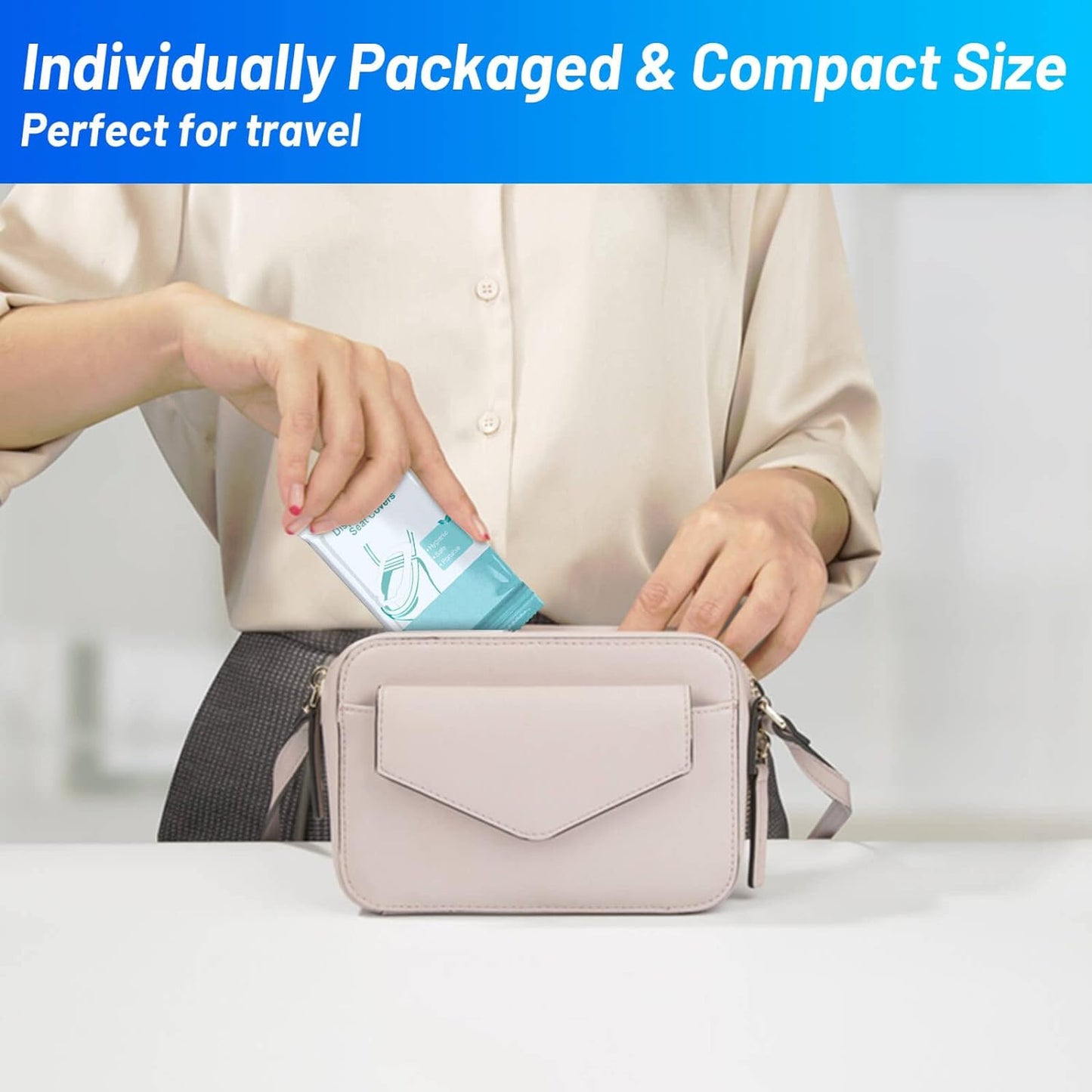 30-Pack Disposable Toilet Seat Covers - 100% Waterproof XL Individually Wrapped for Adults and Kids for Potty Training and Travel