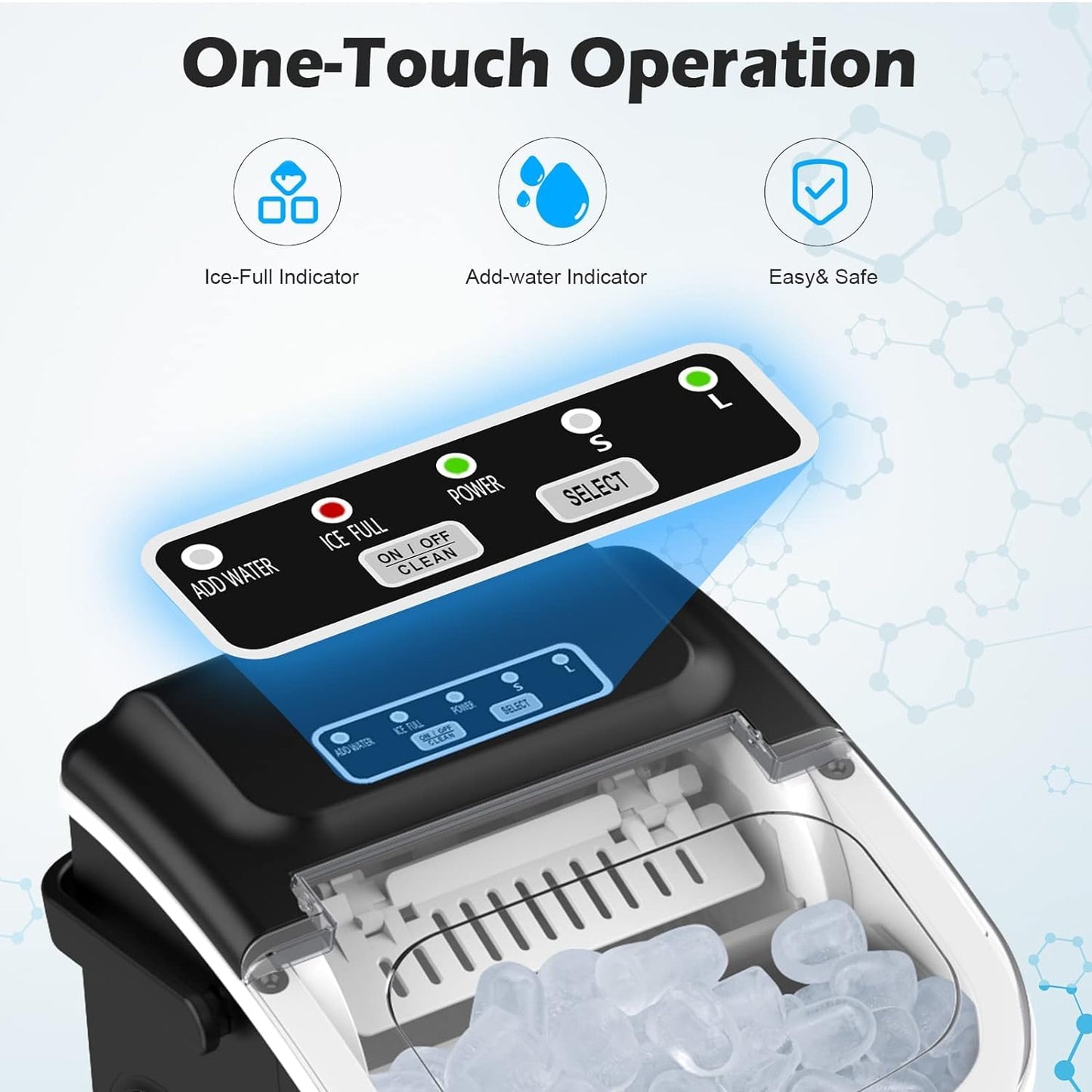 Compact Ice Maker with Carry Handle - 26.5 lbs/24H Self-Cleaning Countertop Ice Machine for Home Use, Ideal Gift for Christmas, Birthdays Gifts