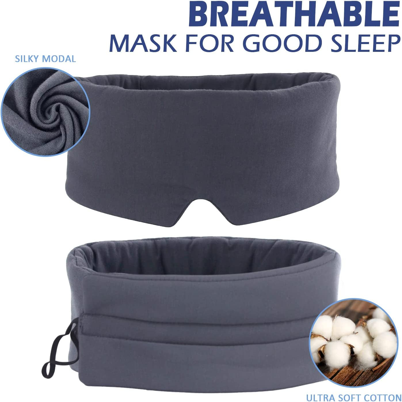 Sleep Eye Mask - Luxurious Modal Fabric & Complete Light Blockage,100% Handmade with Adjustable Strap, Full Coverage