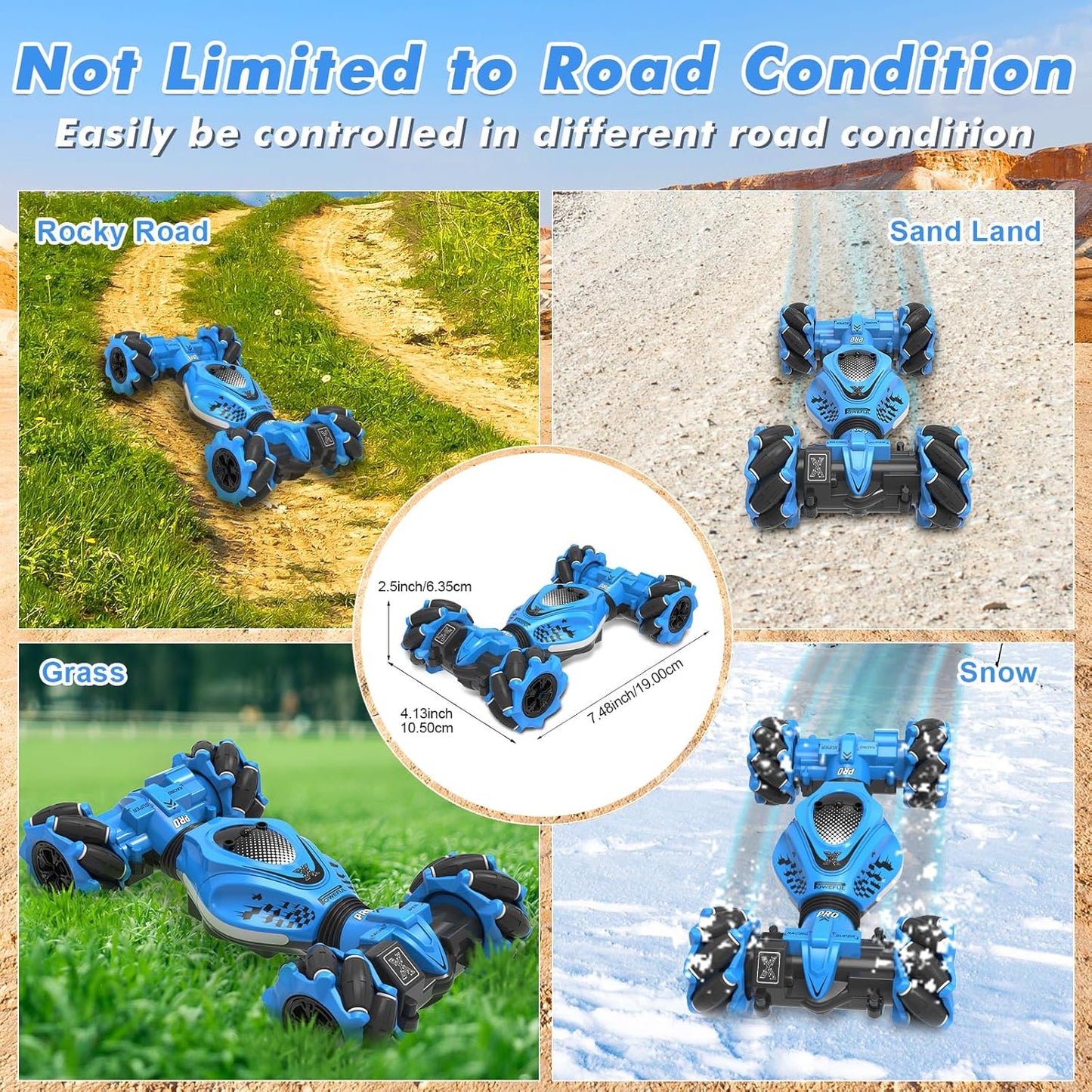 360° Rotate All-Round Drift Gesture Sensing RC Stunt Car 4WD Off-Road 2.4Ghz with Lights Music Ages 6+
