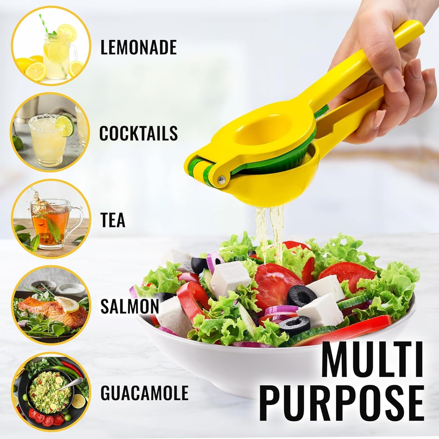 Professional 2-In-1 Manual Lemon Squeezer - Durable Hand Juicer for Maximum Juice Extraction - Effortless Cleaning Citrus Juicer
