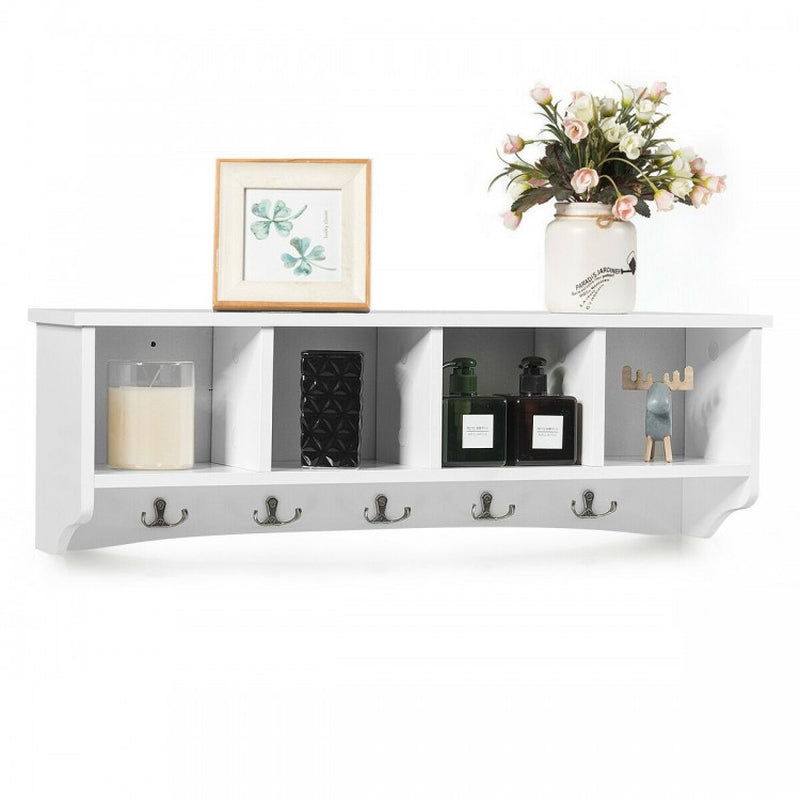 Wall-Mounted Entryway Shelf and Coat Rack Storage Solution