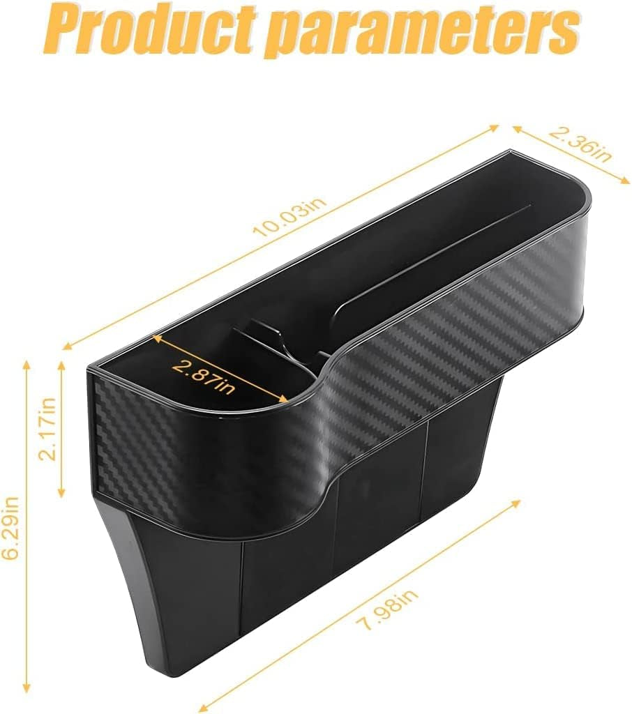 2-Pack Car Seat Gap Filler Organizer - Cup Holder and USB Charger - Multifunctional Storage Box (Black)