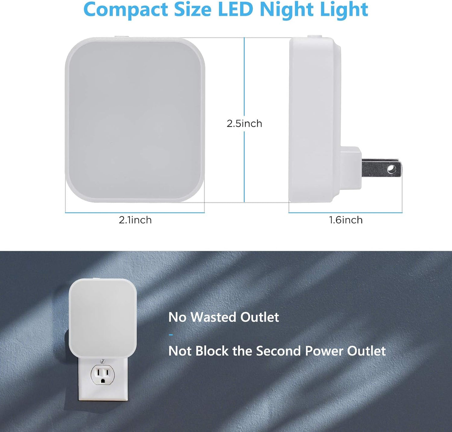 ETL Certified Plug-In LED Night Light Set, 4-Pack with Adjustable Soft and Cool White Lighting, Dusk to Dawn Sensor for Bedroom, Bathroom, Stairway, and Hallways