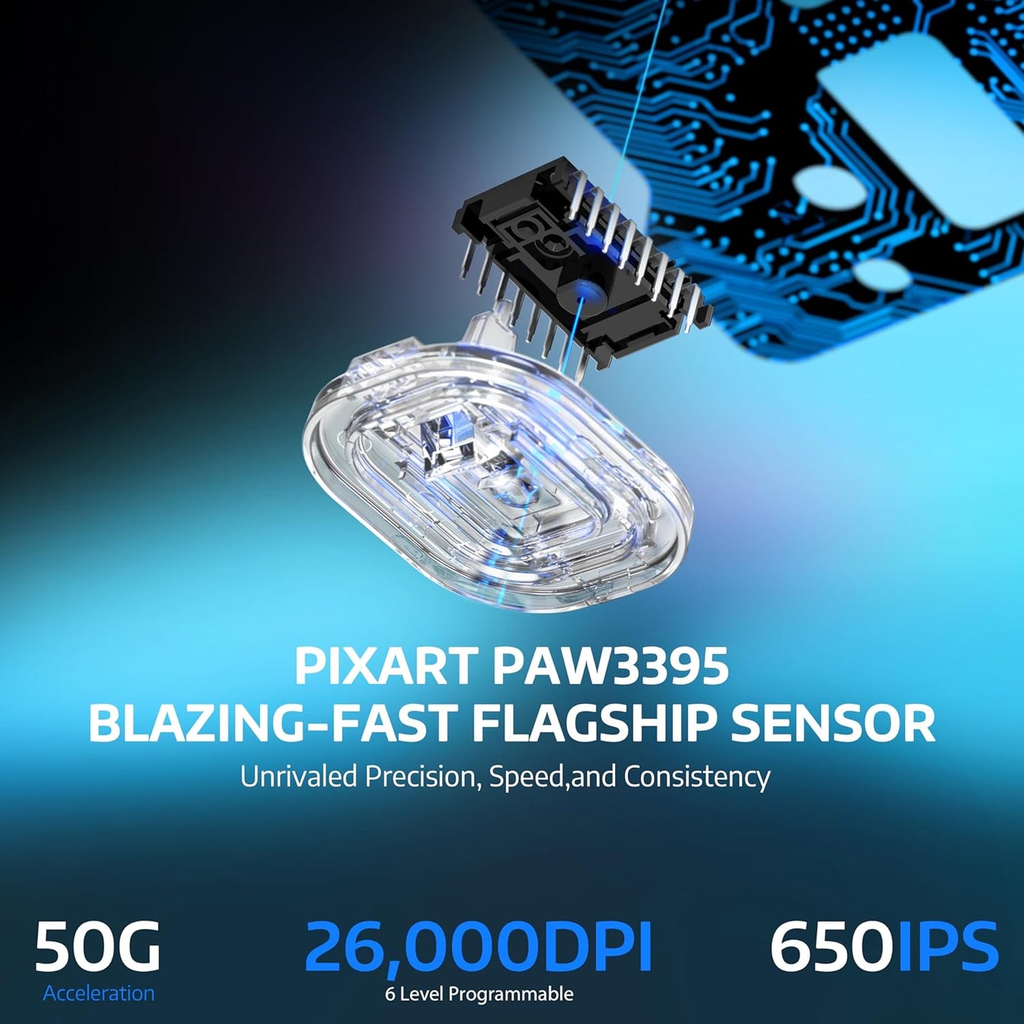 Ultra-Lightweight Wireless Gaming Mouse with Magnetic RGB Charging Dock, Dual Connectivity (Bluetooth/2.4GHz), Pixart PAW3395 Sensor, 26000 DPI, (Black)