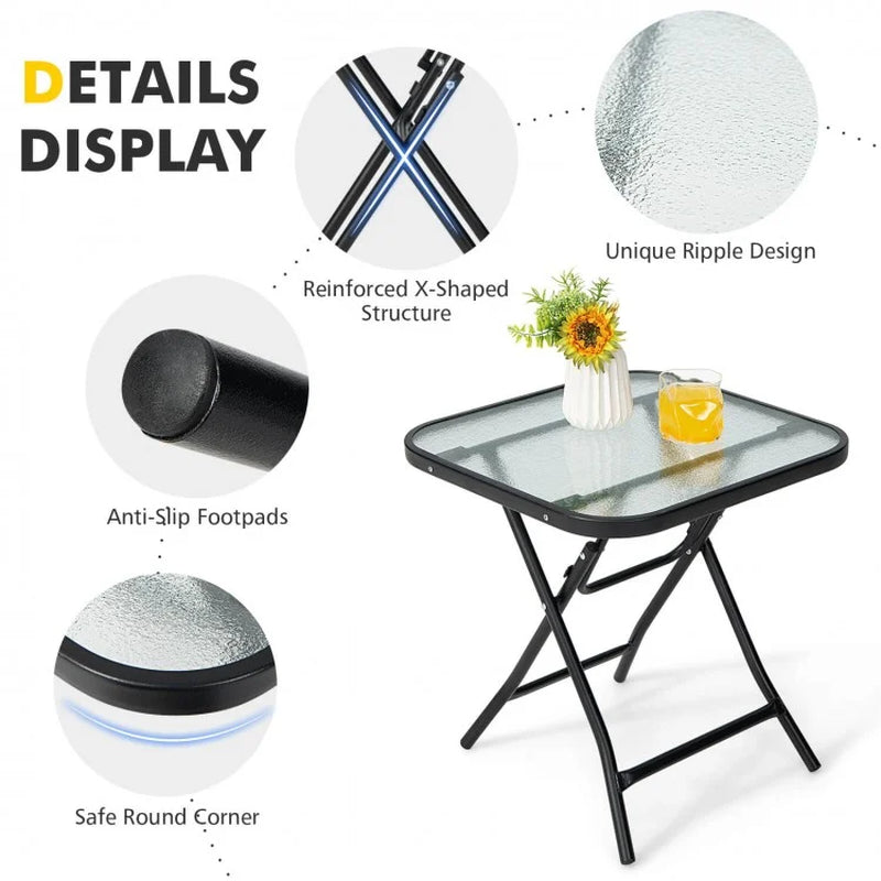 18-Inch Square Patio Bistro Table with Durable Rustproof Frame