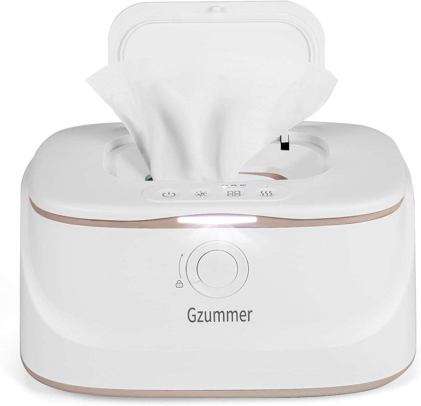 Baby Wipe Warmer - Spring Child Lock Design, Large Capacity Dispenser, Rapid Heating, Temperature Control, Night Light