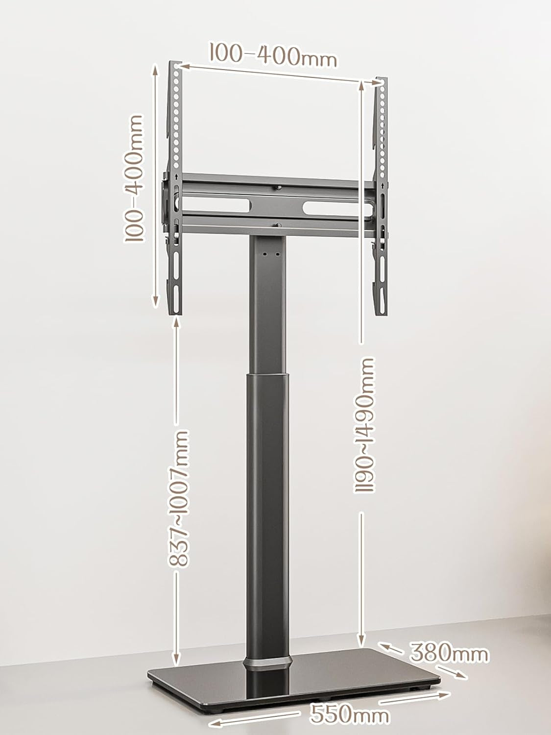 Universal Floor TV Stand - Mount 80 Degree Swivel Height Adjustable and Space Saving Design for Most 27 to 65 Inch Tvs