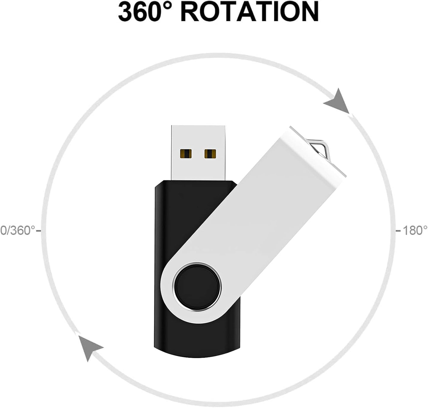 4GB USB Flash Drive 10-Pack, Bulk USB 2.0 Swivel Memory Sticks, Black