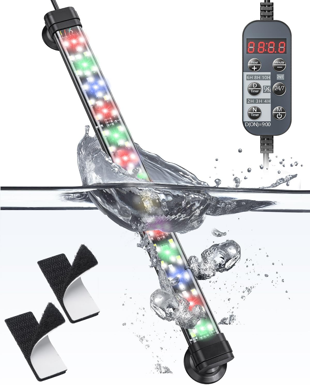 6.5W 12-Inch Aquarium LED Light with Full Spectrum, IPX8 Waterproof, Multi-Colored LEDs, Day/Night Mode, Single Color Effects, Timer, and Adjustable Brightness