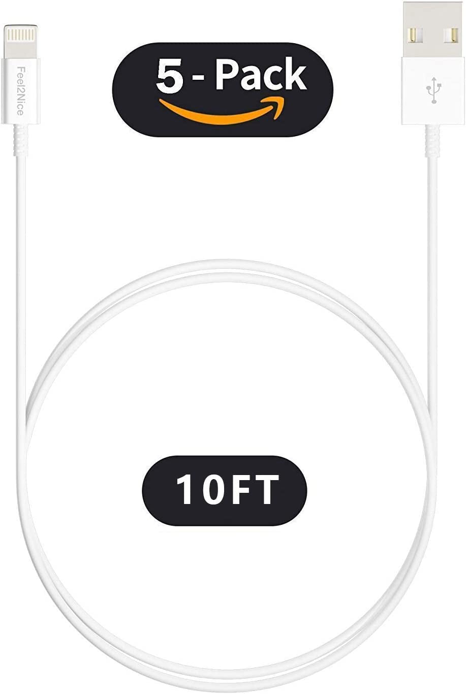 iPhone 14 Charger 10ft - 5 Pack Apple MFi Certified Long Lightning Cables for iPhone 14, 13 Pro Max, 12 Pro Max, XS, XR, and AirPods